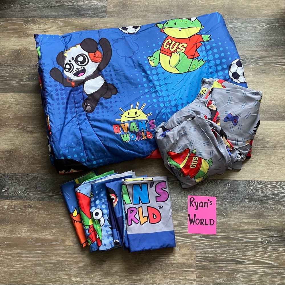 Ryan’s World Twin Size Comforter and Sheet Set - Included Extra Pillowcases